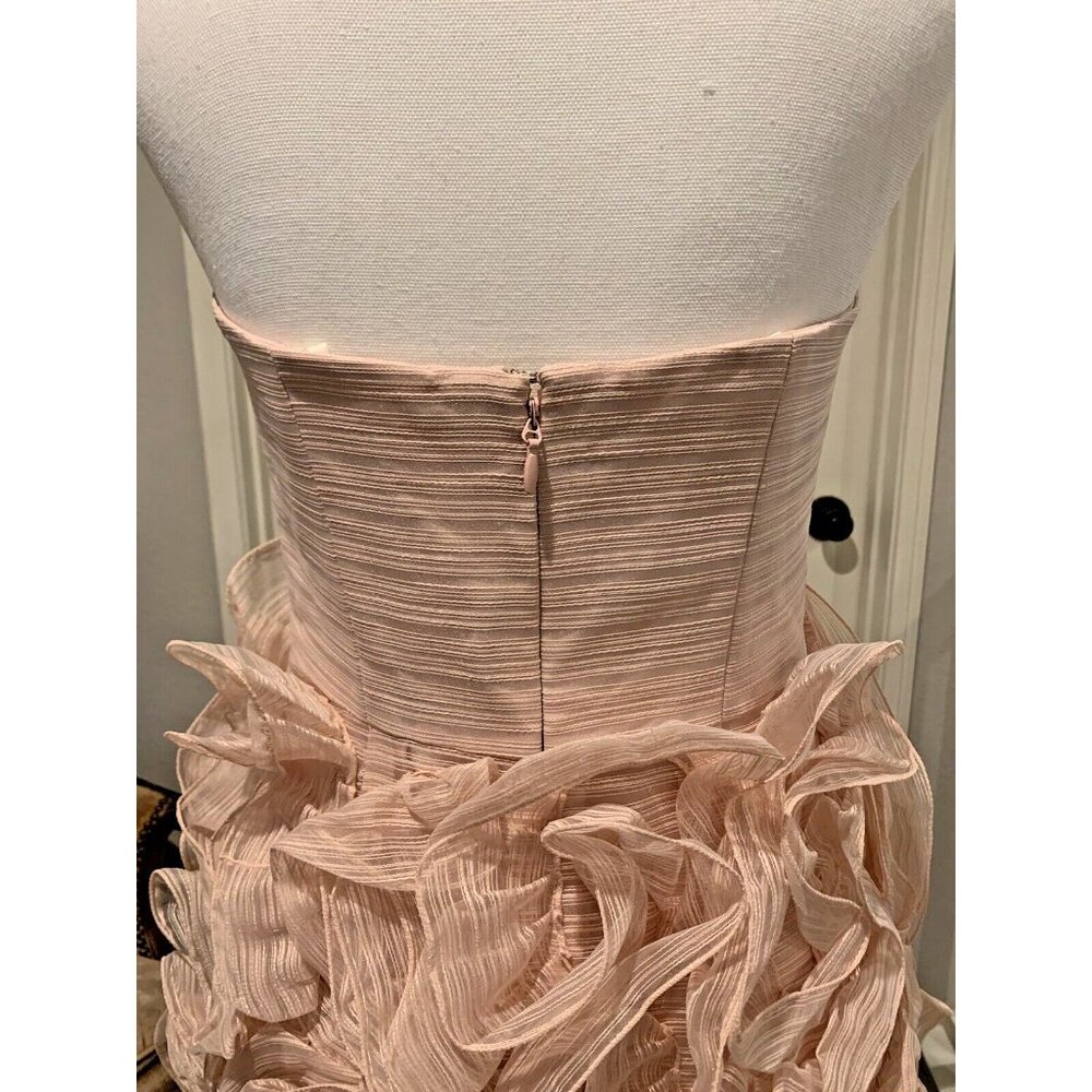 HALSTON HERITAGE Strapless Ruffle Dress Size 6 Pink NWT $595 - Picture 7 of 11